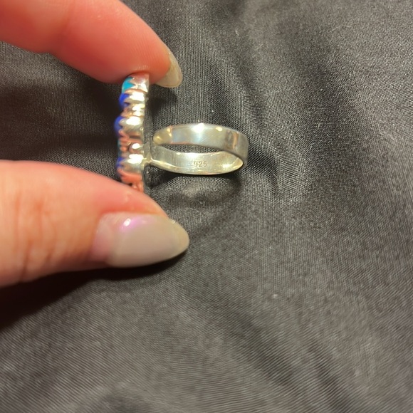 Blue Lapis Cluster Adjustable Ring, stamped sterling silver - Picture 2 of 3